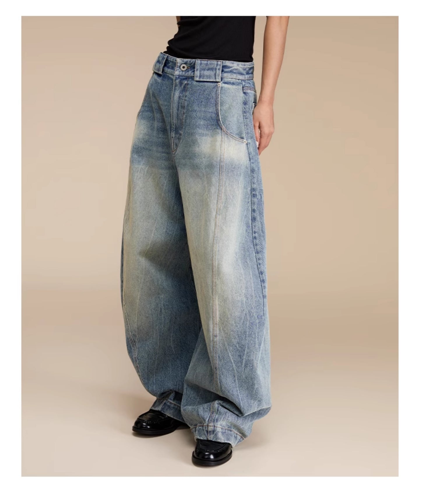 Scimitar Loose Silhouette Casual Denim Pants