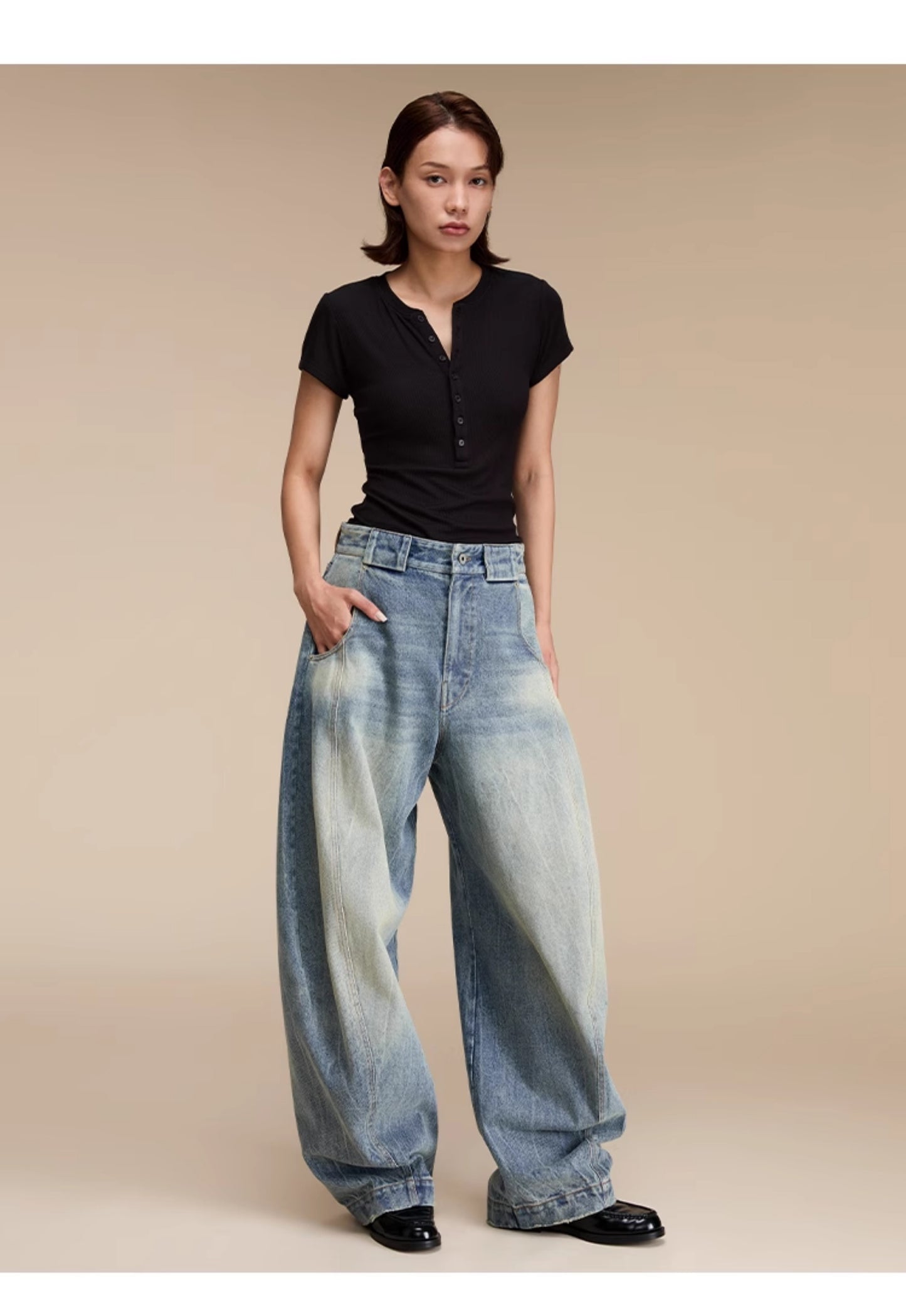 Scimitar Loose Silhouette Casual Denim Pants