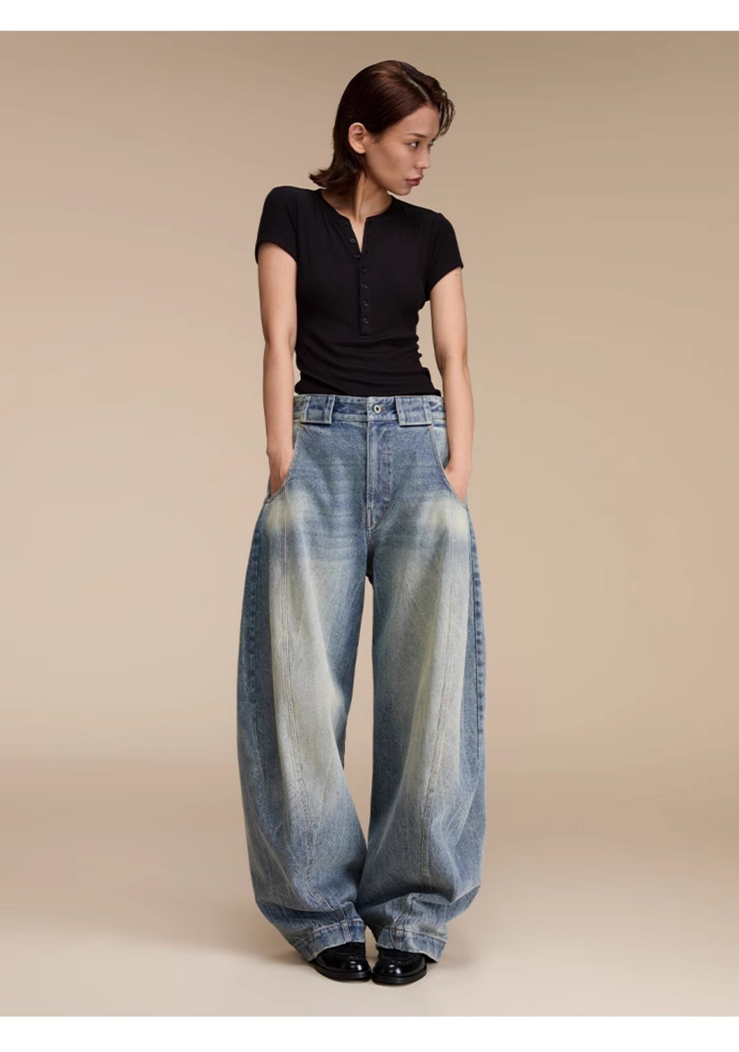 Scimitar Loose Silhouette Casual Denim Pants