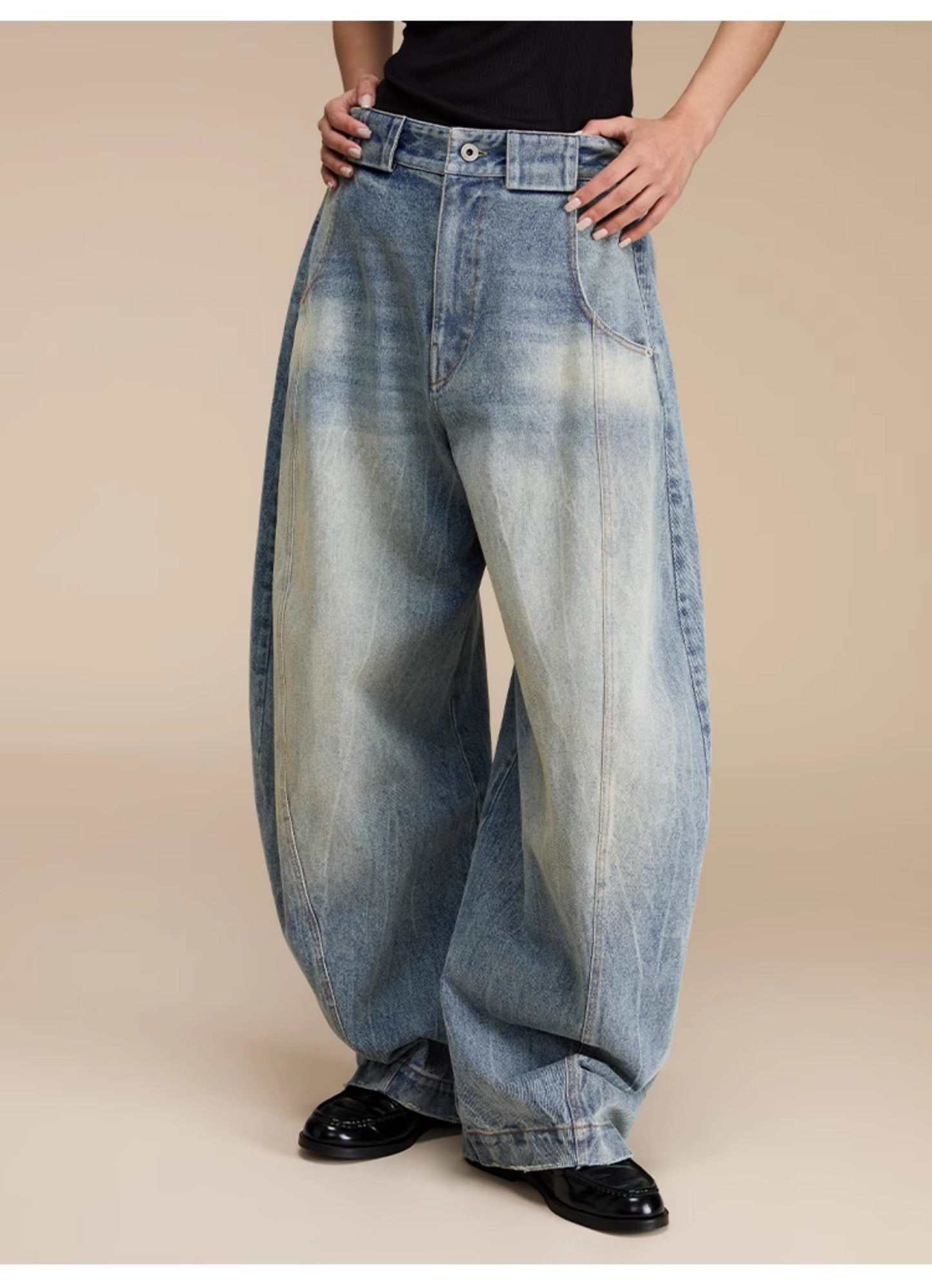 Scimitar Loose Silhouette Casual Denim Pants