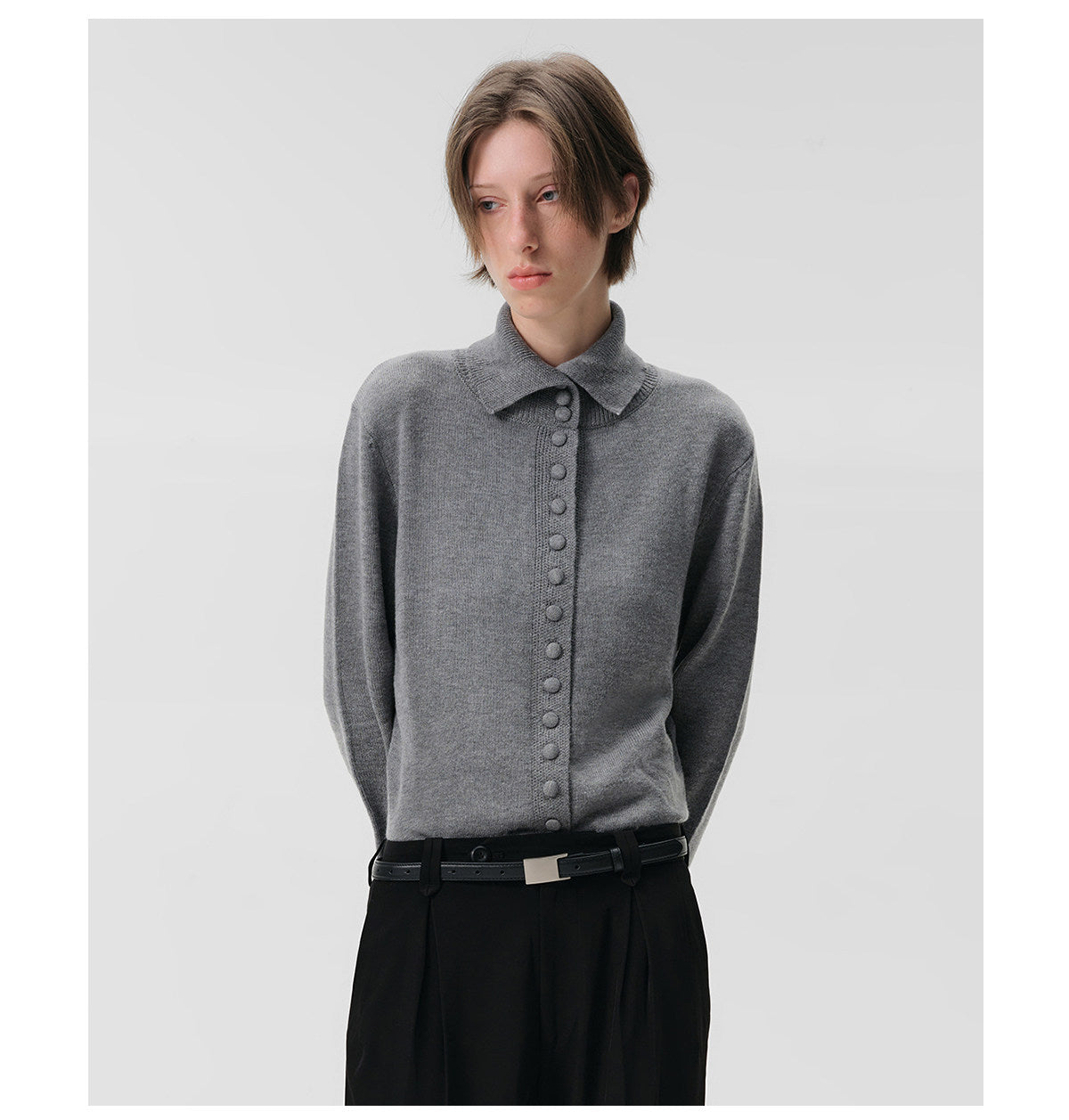 Half-Turtleneck Sweater with Wrap Cuffs