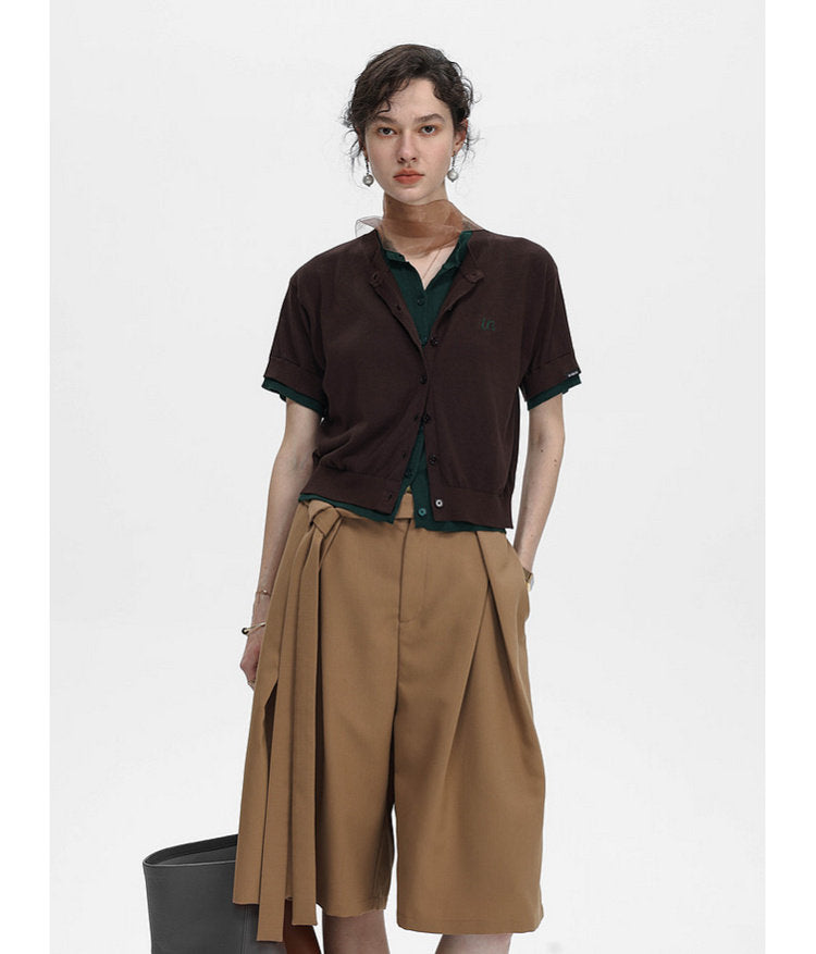 Faux Two-Piece Knit Cardigan