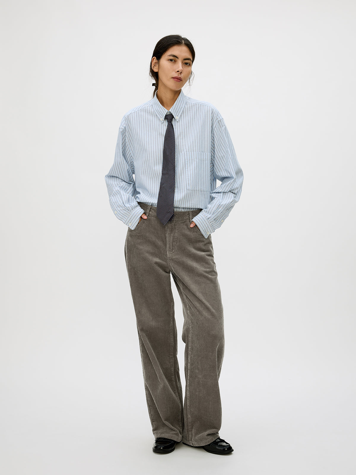 Wash-processed Straight Casual Pants