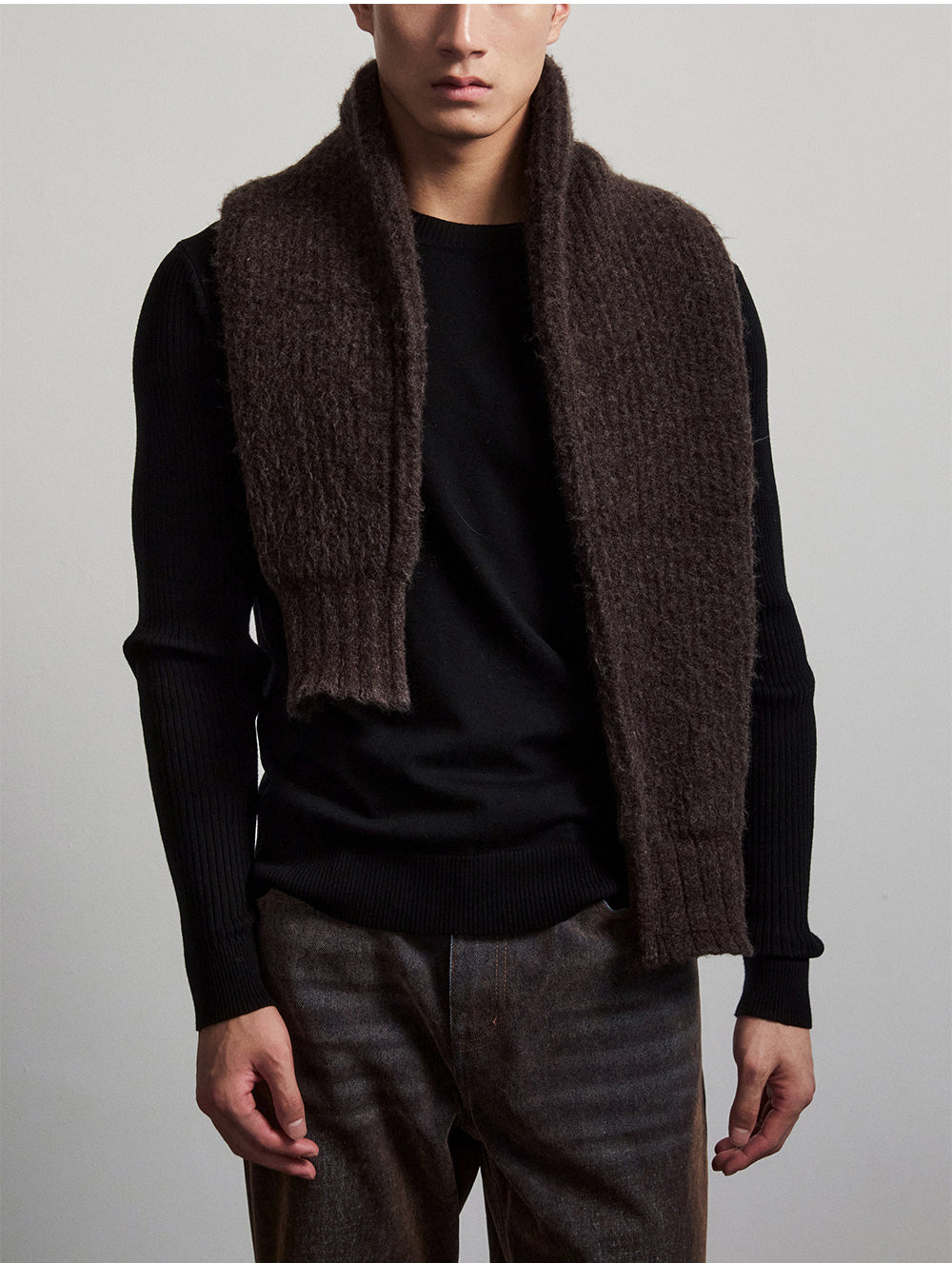 Thick Wool Blend Knit Scarf