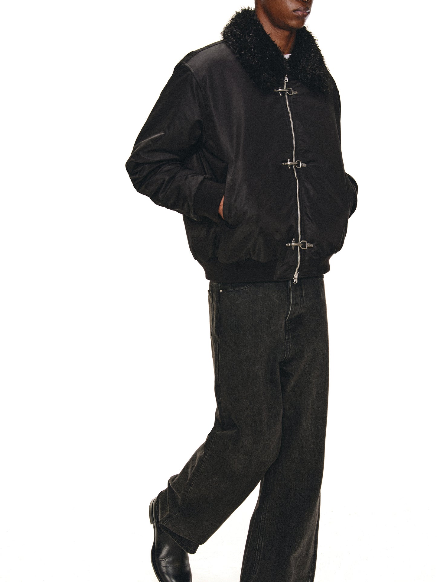 Fleece Collar Bomber Jacket