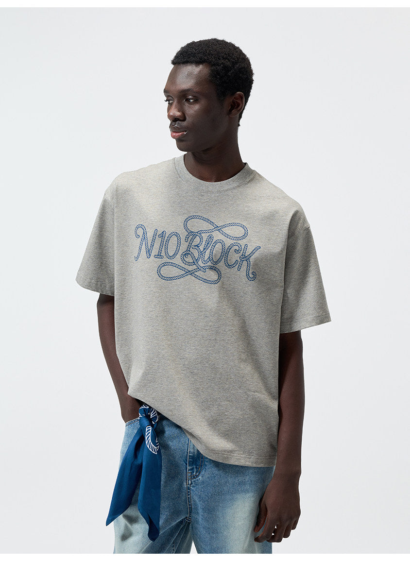 Water-Based Paste Print Crew Neck T-Shirt