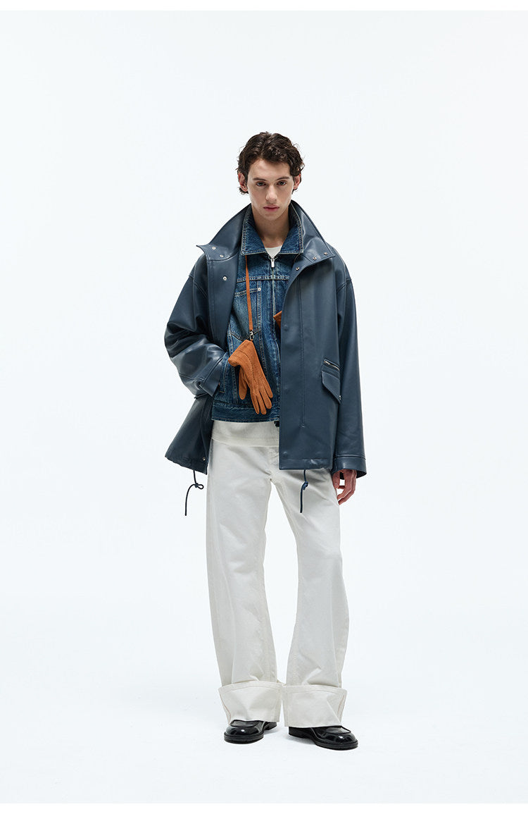 Zip-Up Short Denim Jacket