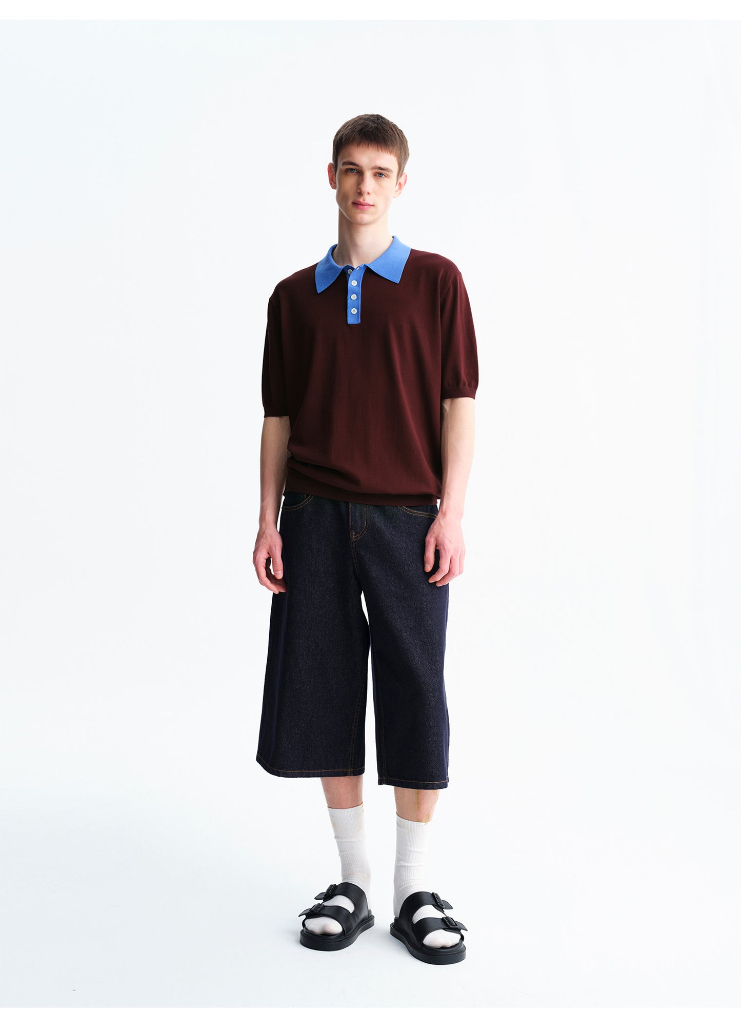 Color-Block Wool Polo Shirt