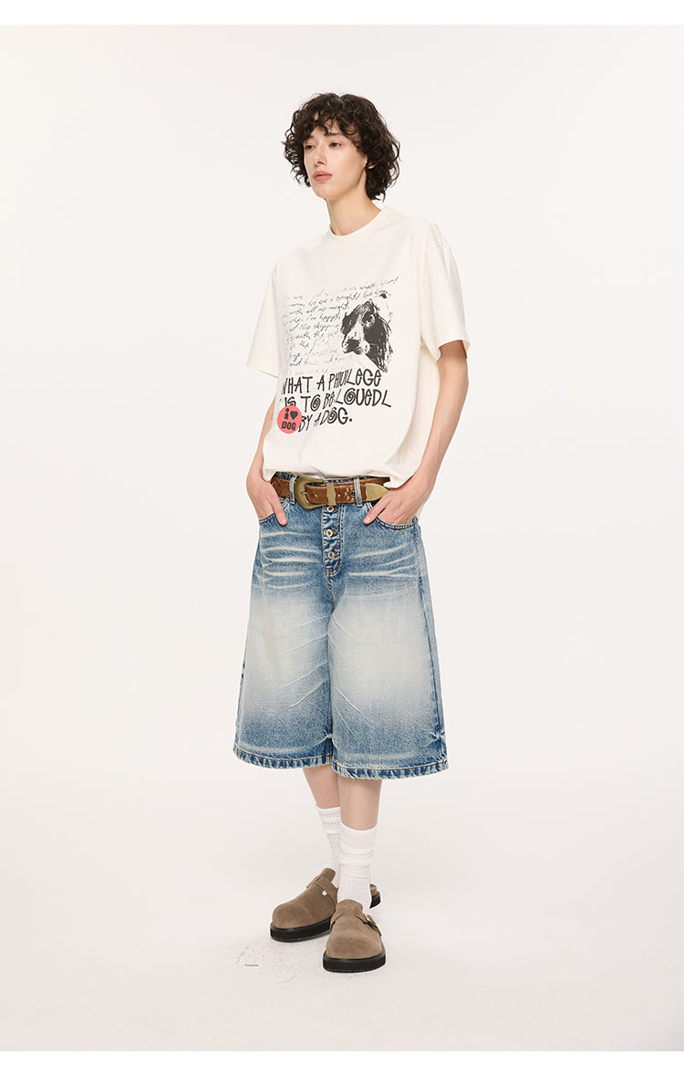 Button-down denim shorts