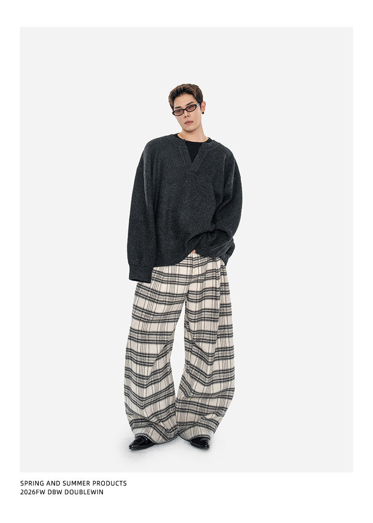 Oversized Wool-Blend V-Neck Sweater