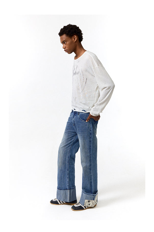 Unisex Foldover Jeans