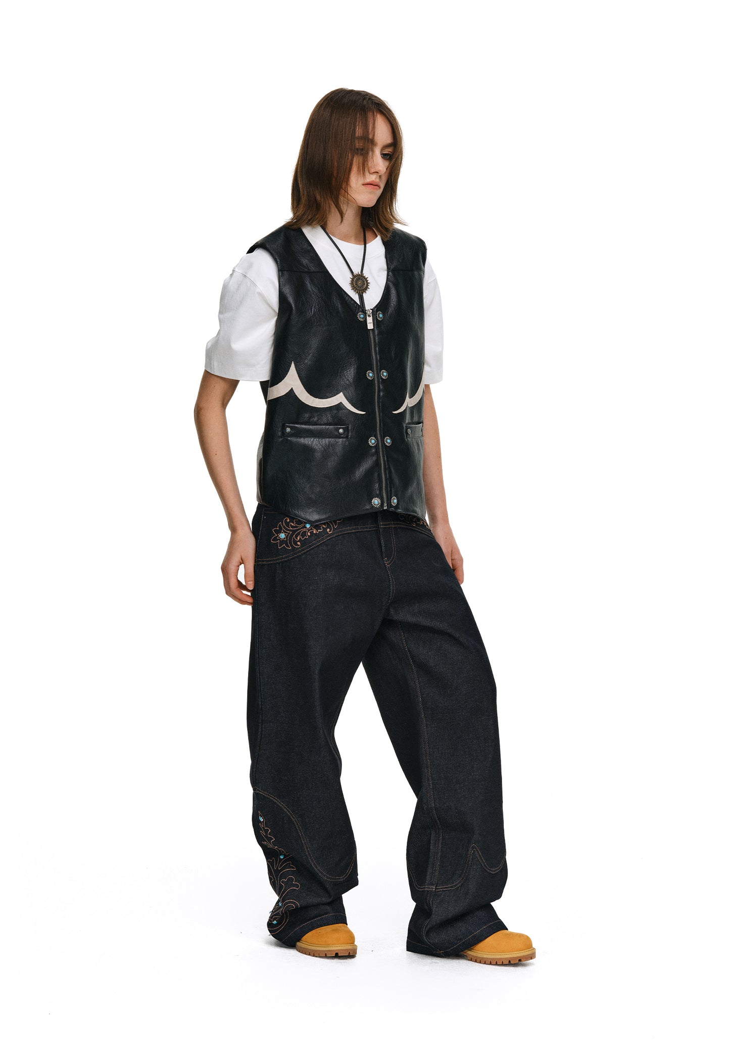 Embroidered Stone Jeans