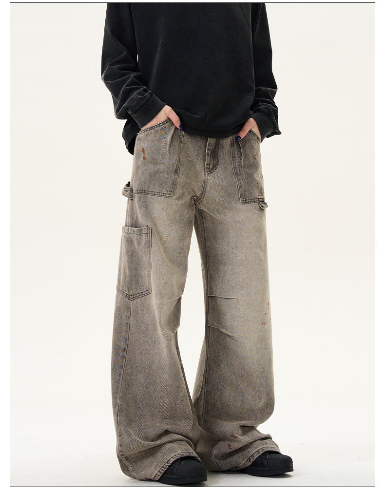 Unisex Double Pleated Work Jeans