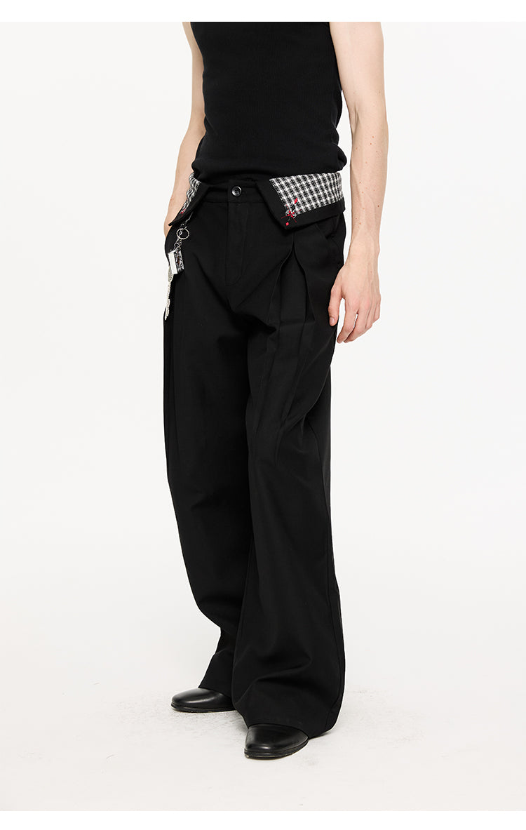 Pleated Houndstooth Casual Pants
