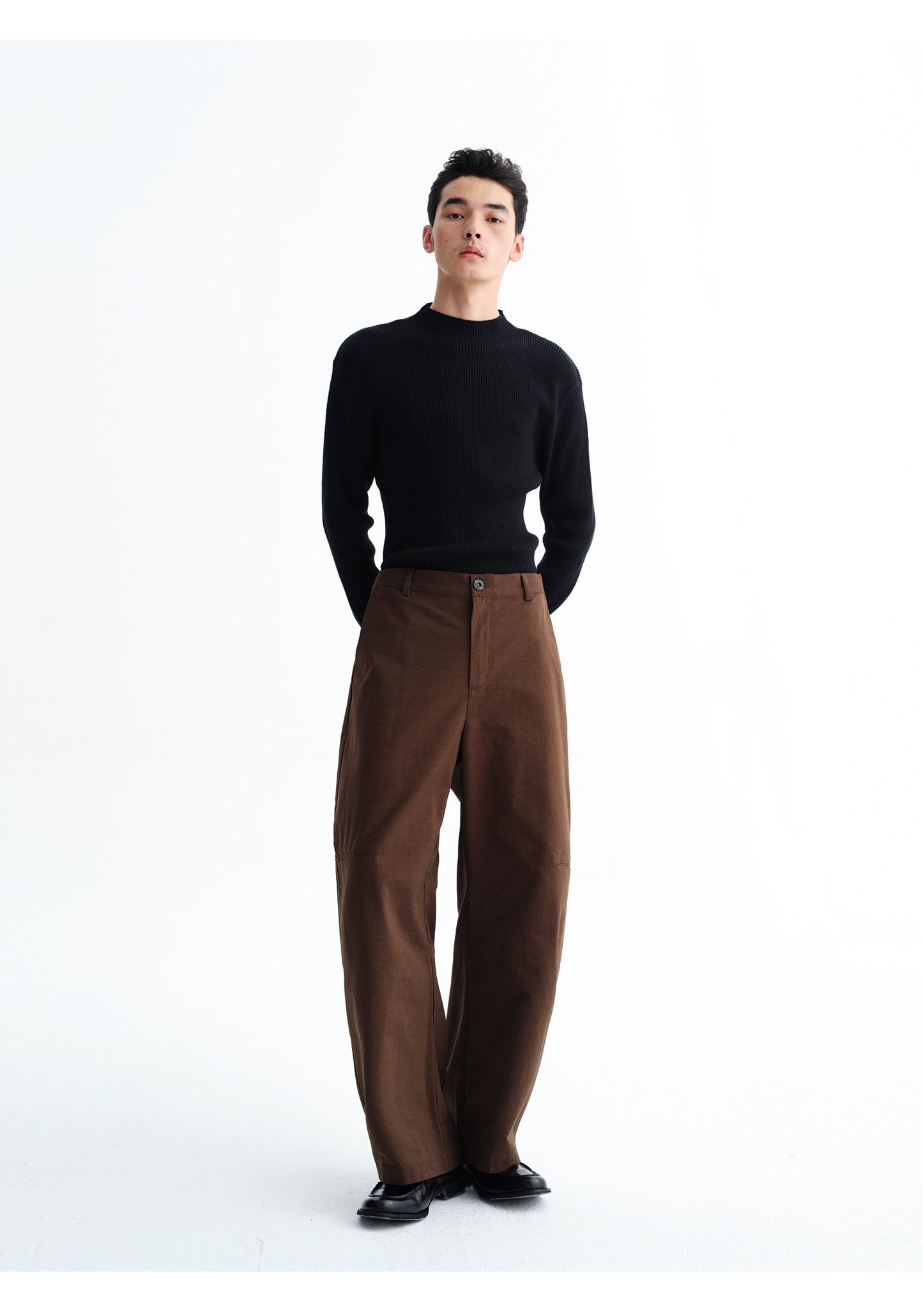 Pleated Patchwork Wide-Leg Pants