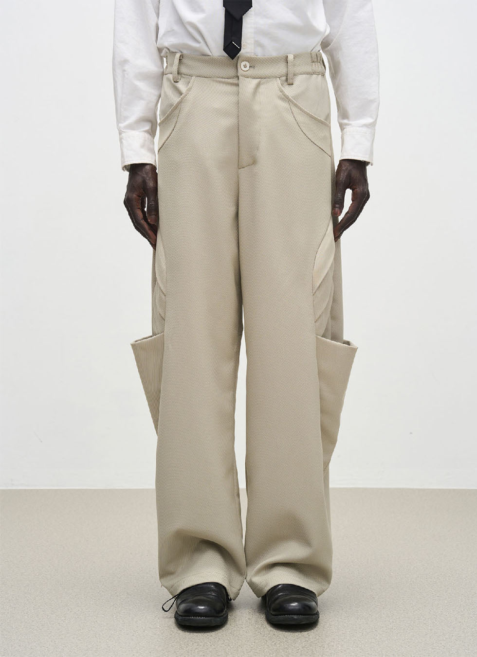 Side Flap Draped Wide Casual Pants