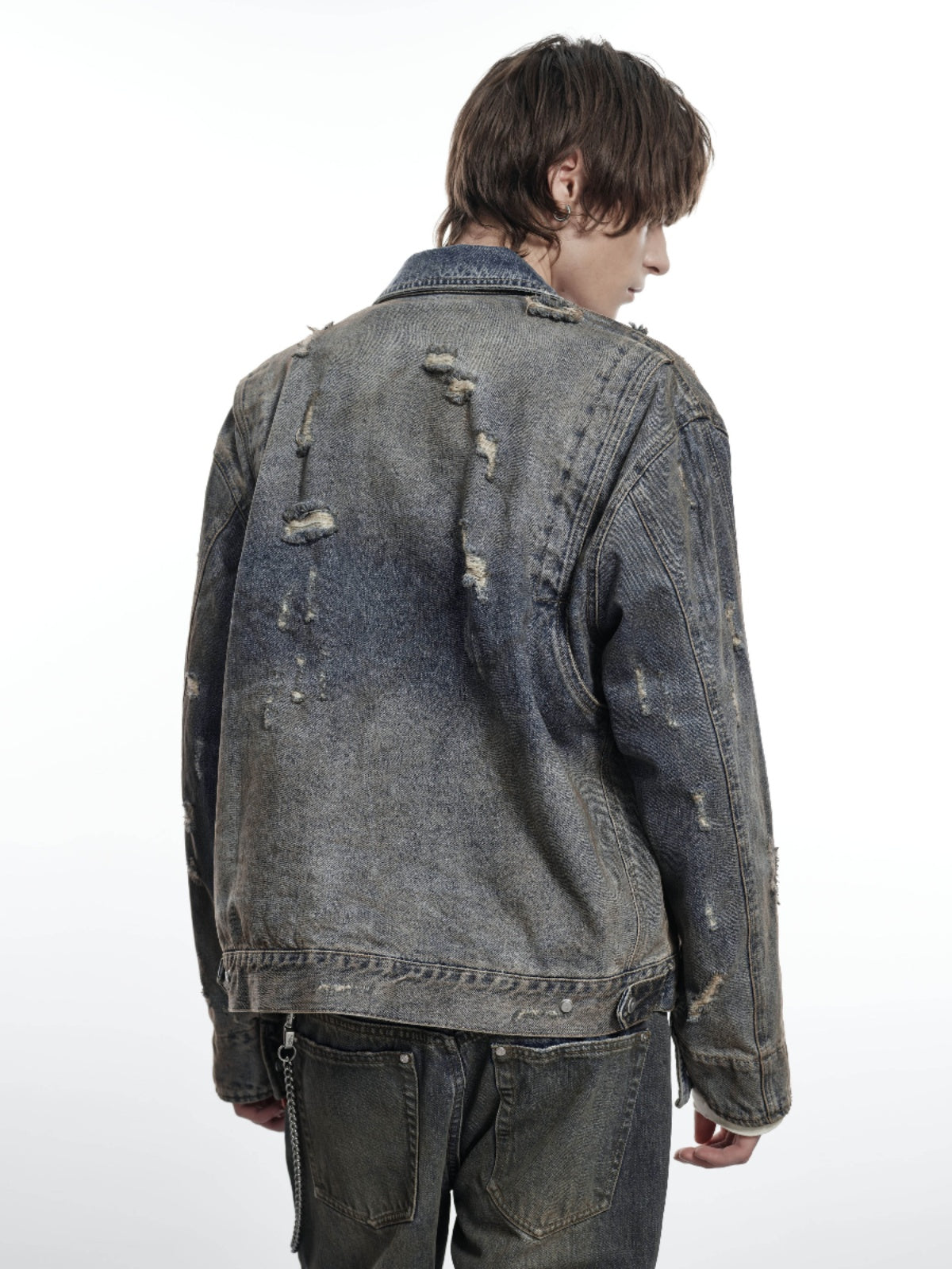 Heavy Mud Dyed Design Denim Jacket