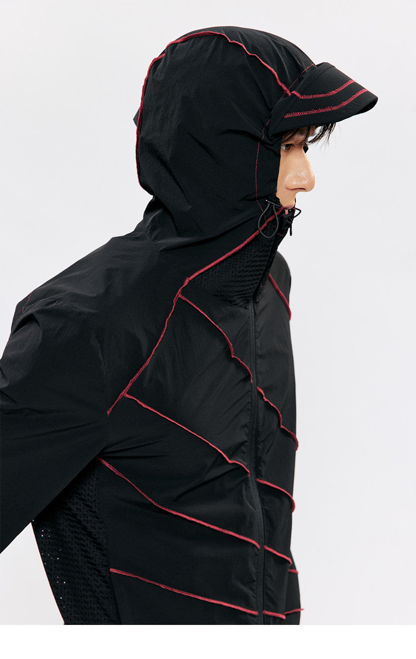 Diagonal-Zip Sunshade Jacket
