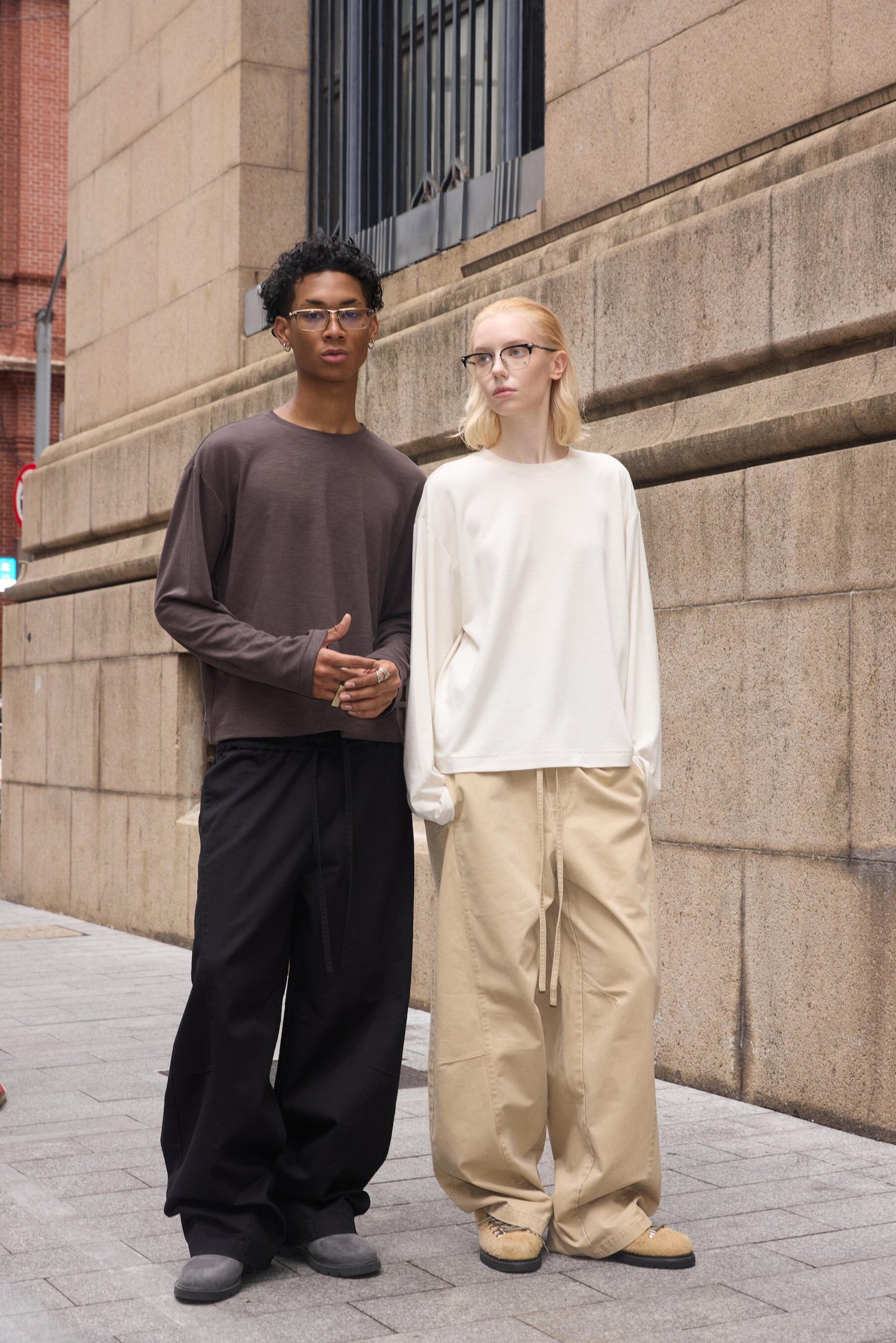 Street Style Curved-Leg Casual Pants