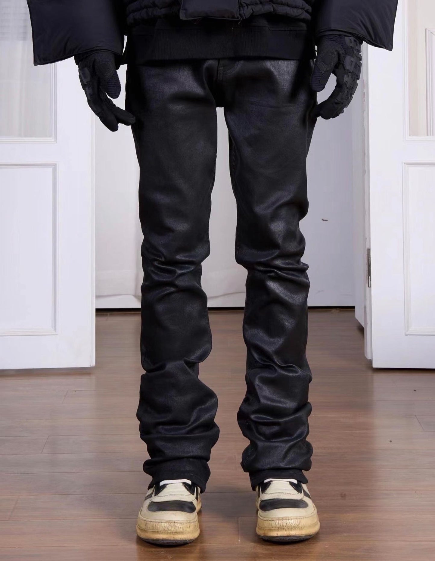 Hand Brushed Wax Stretch Straight Pants