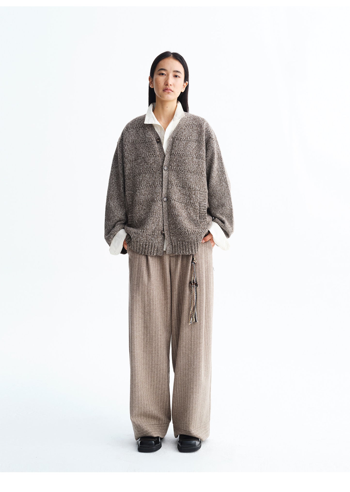 Wool Loose Straight Leg Casual Pants