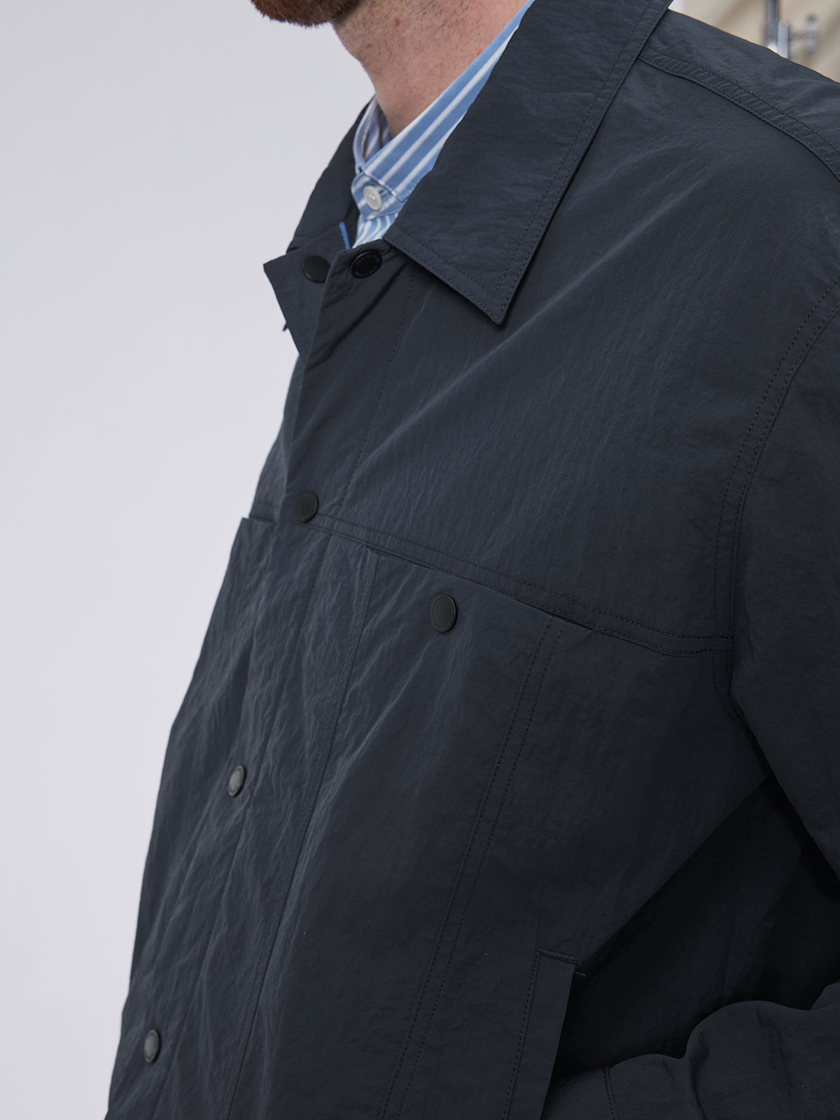Short Wide Wrinkled Nylon Jacket