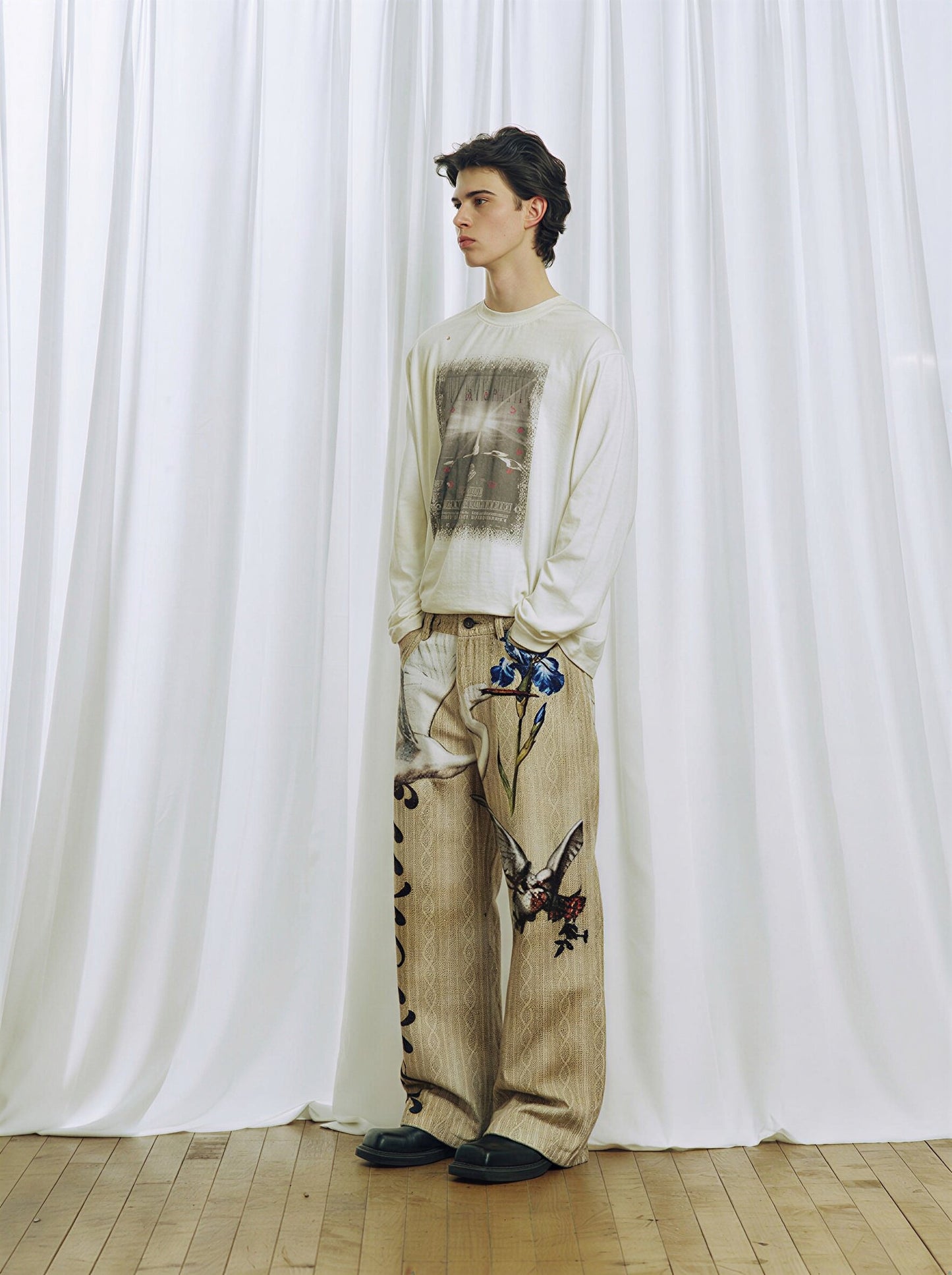 3D-Printed Denim Casual Pants