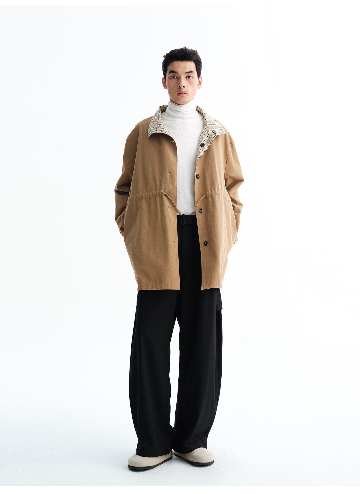 Reversible Check Pattern Coat