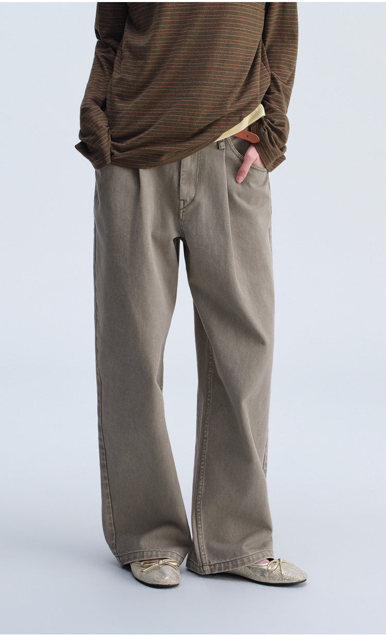Single-Tuck Denim Pants