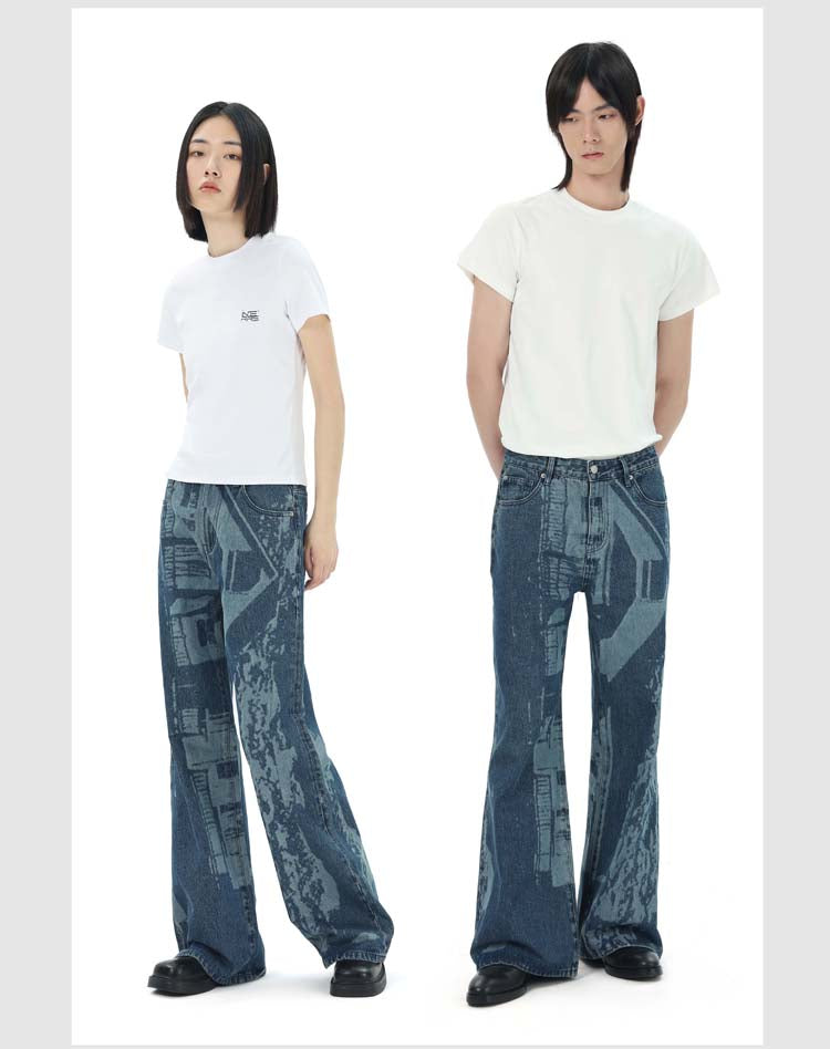 Laser denim pants