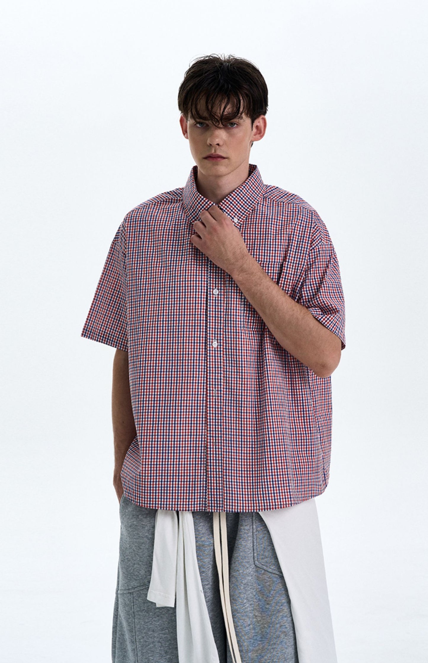 Contrast Color Check Shirt