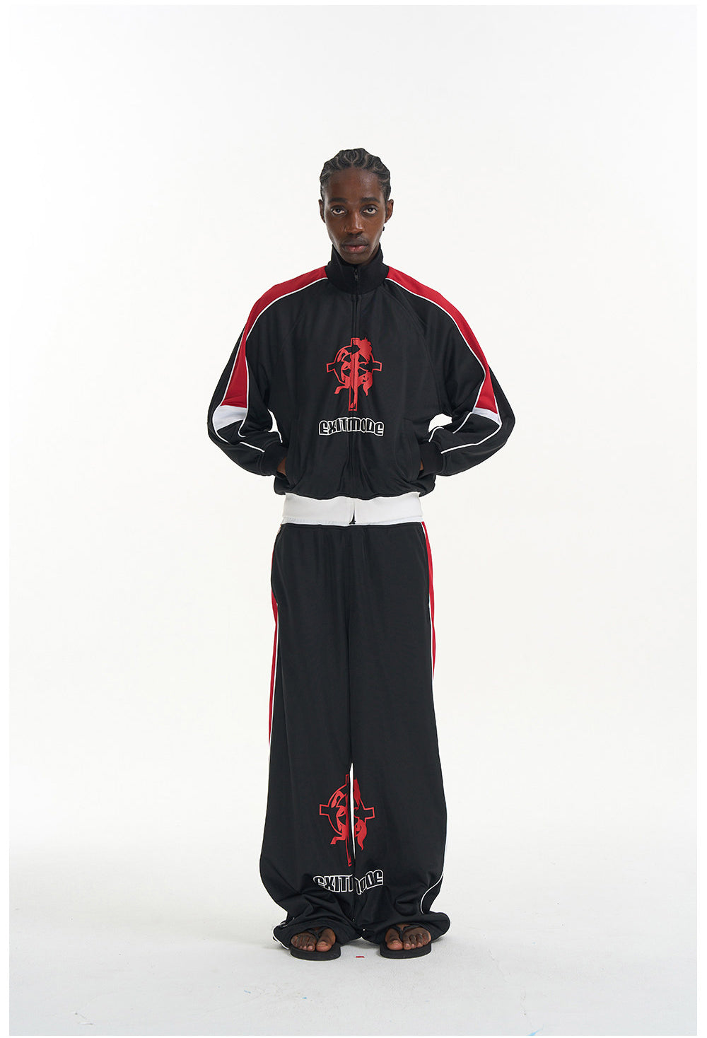 Loose-Fit Sporty Print Casual Pants