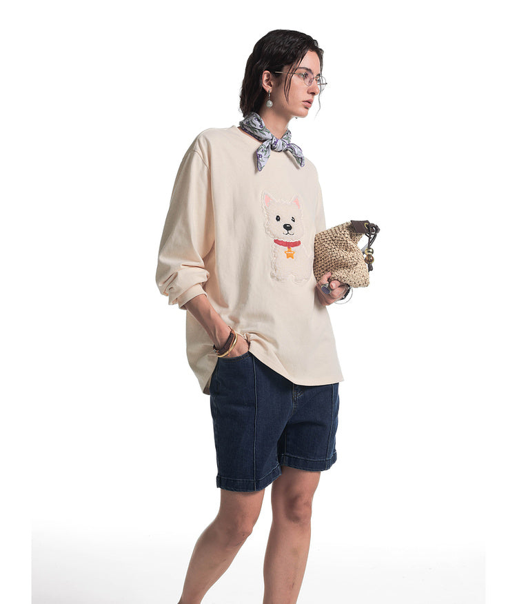 Appliqué embroidery T-shirt