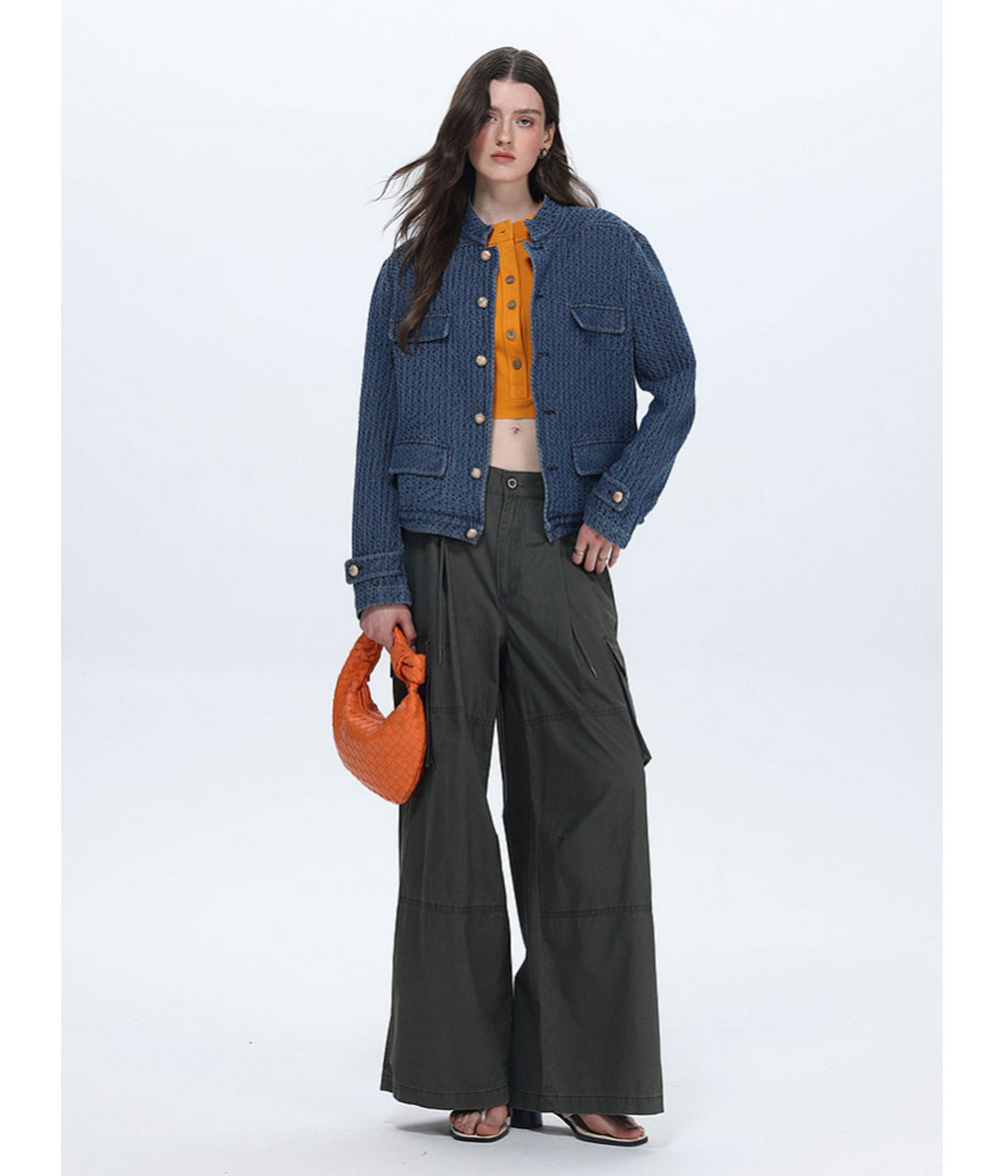 Vintage Stand-Collar Denim Jacket