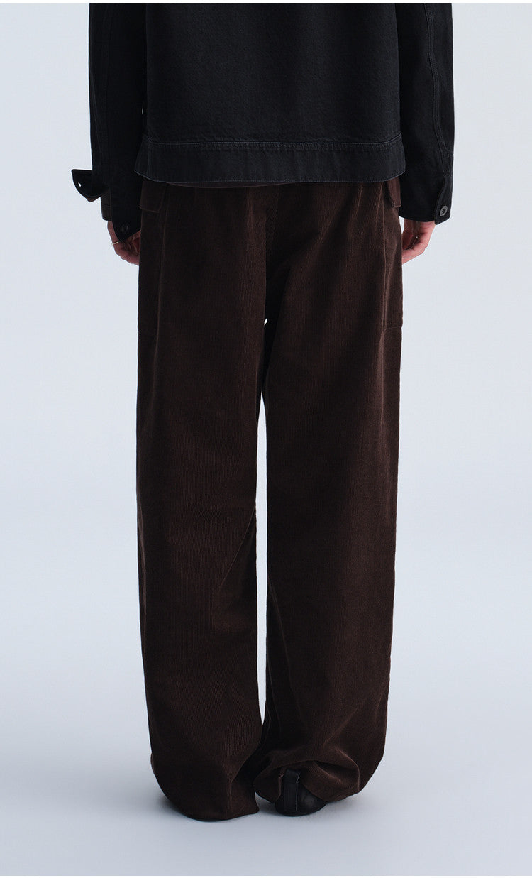 Wash-Finish Casual Pants with Flap Pockets
