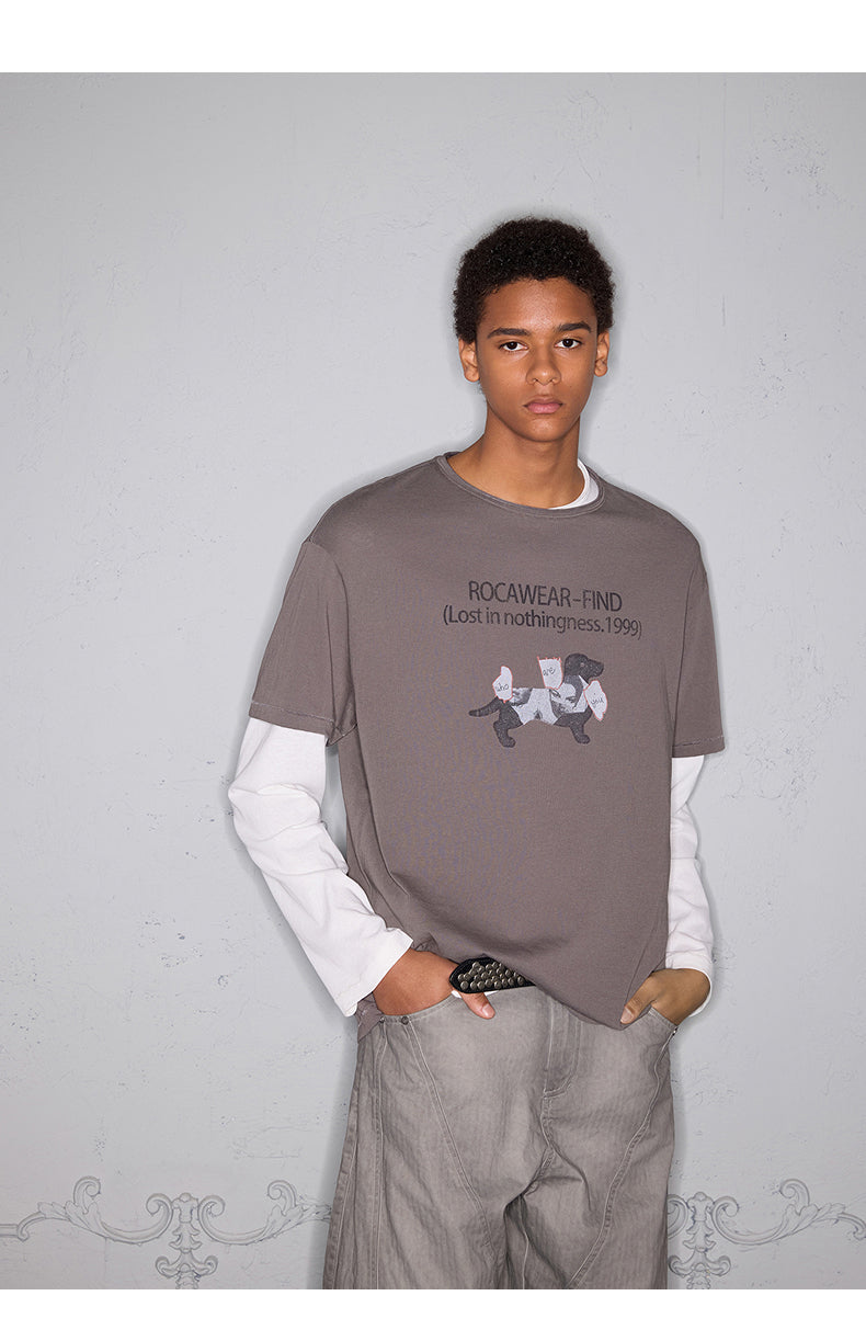 Short Wide Print T-Shirt