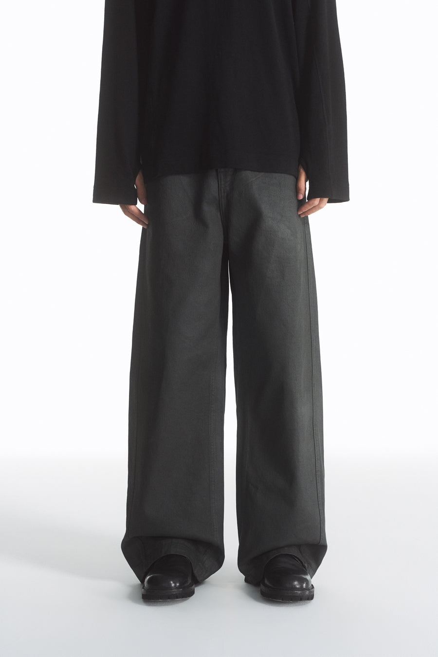 PU coated straight jeans