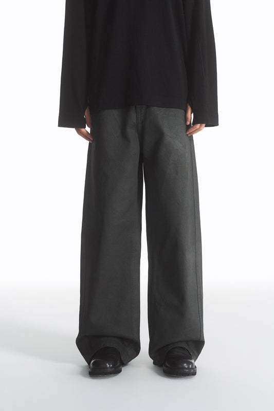 PU coated straight jeans