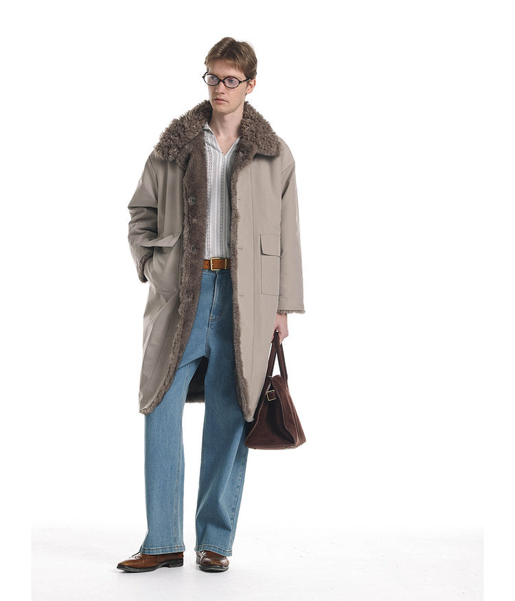 Reversible Faux Mink Fur Long Coat