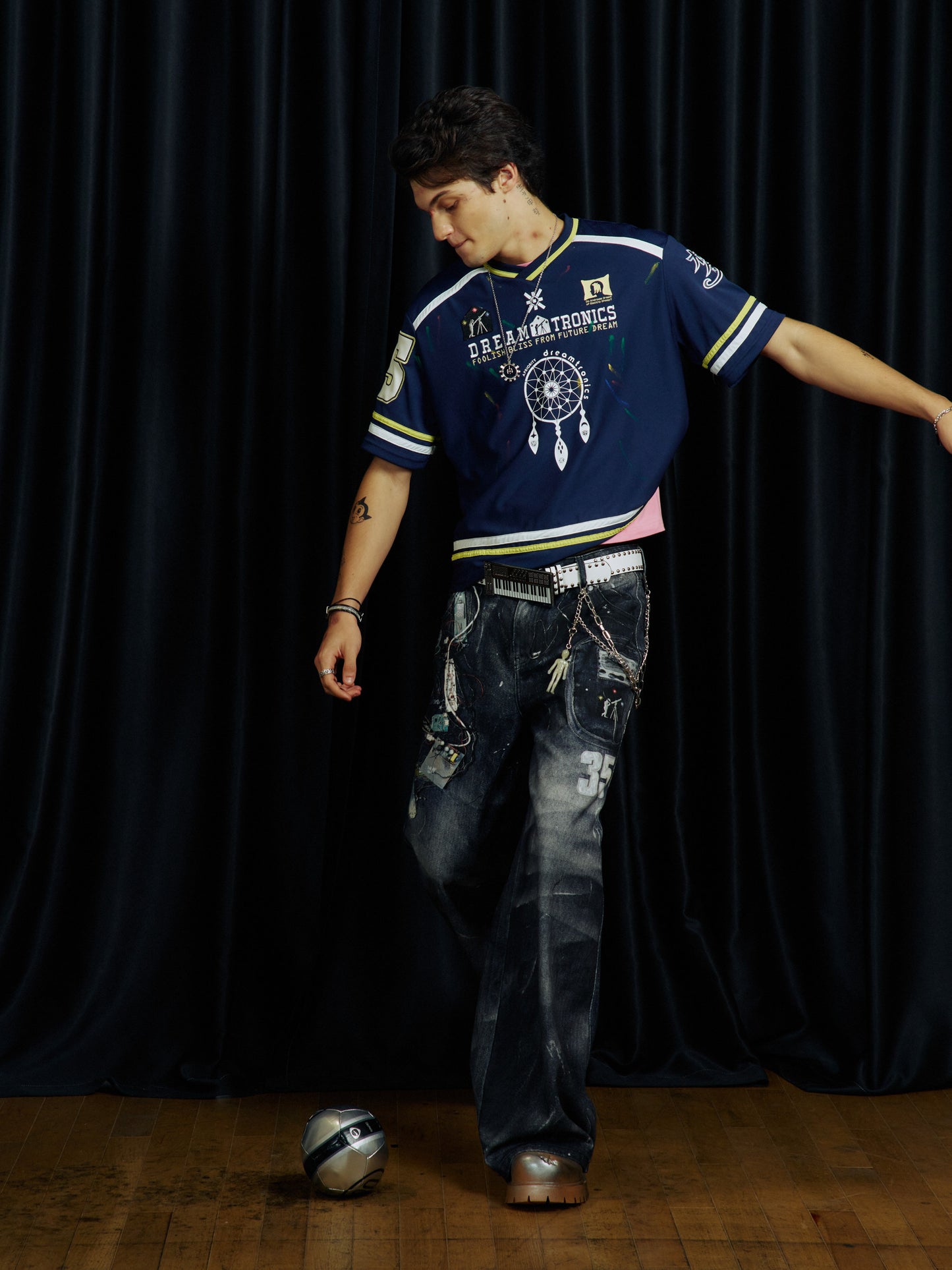 Splash Ink Straight-Fit Denim Pants