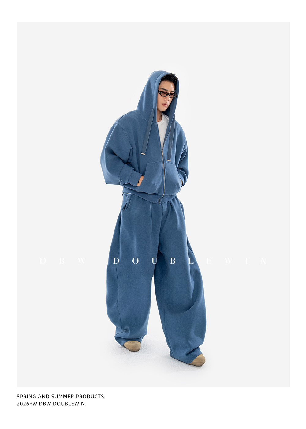 Hooded Sweatshirt Set with Shoulder Pads