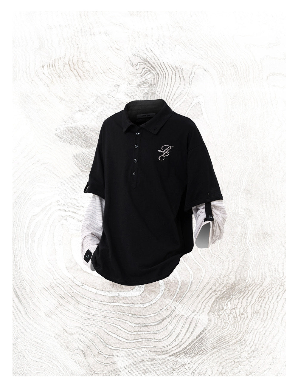 Faux Two-Piece Embroidered Polo Shirt
