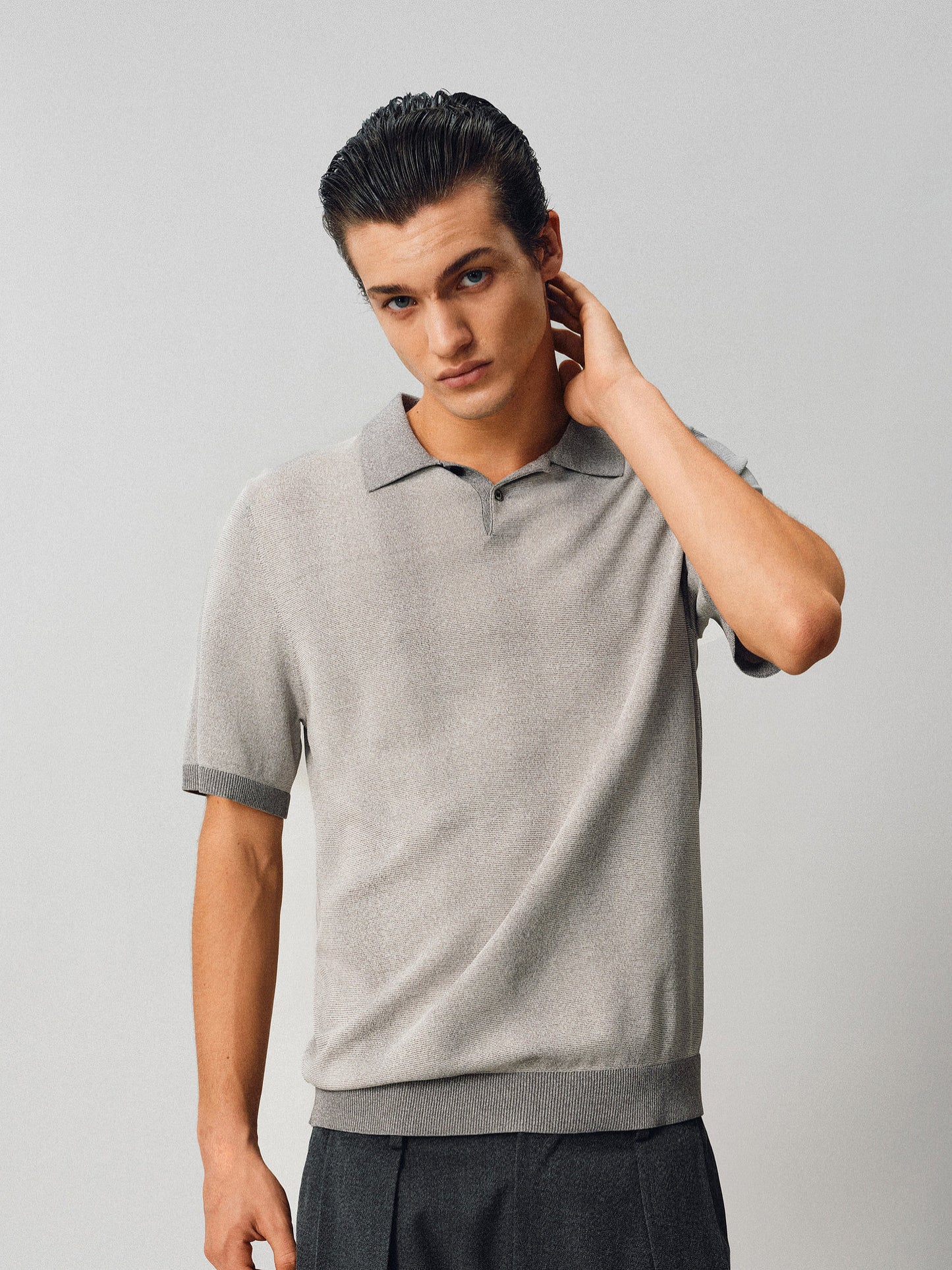 Gradient-Striped Knit Polo Shirt
