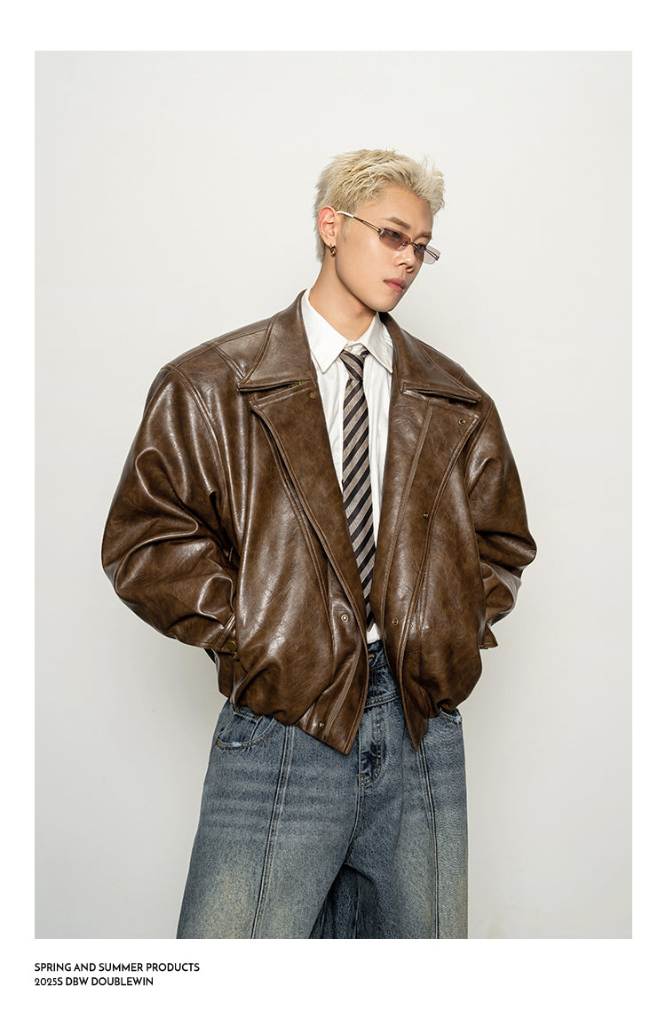 Glossy Waxed Leather Jacket