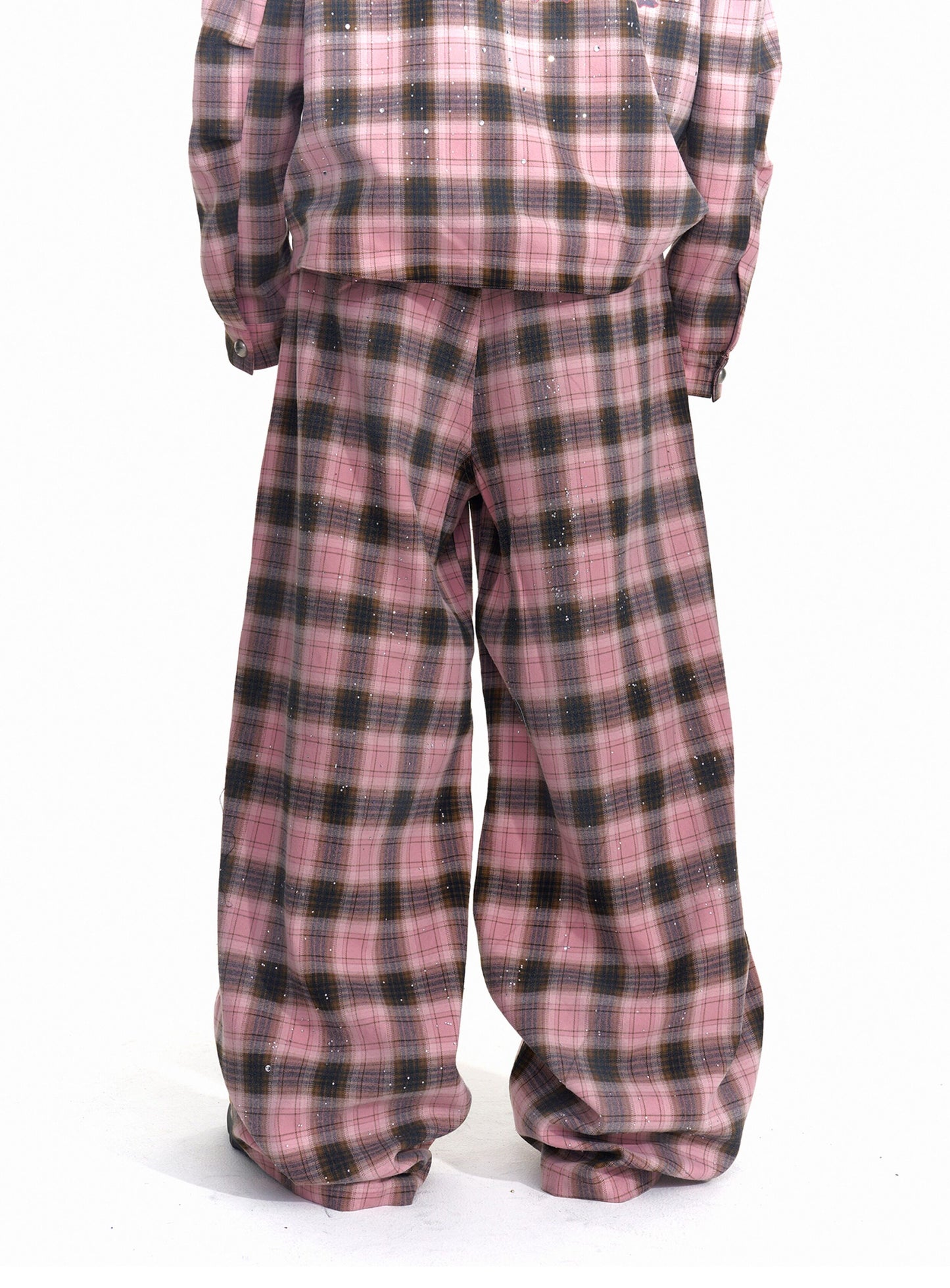 Rhinestone Check Casual Pants