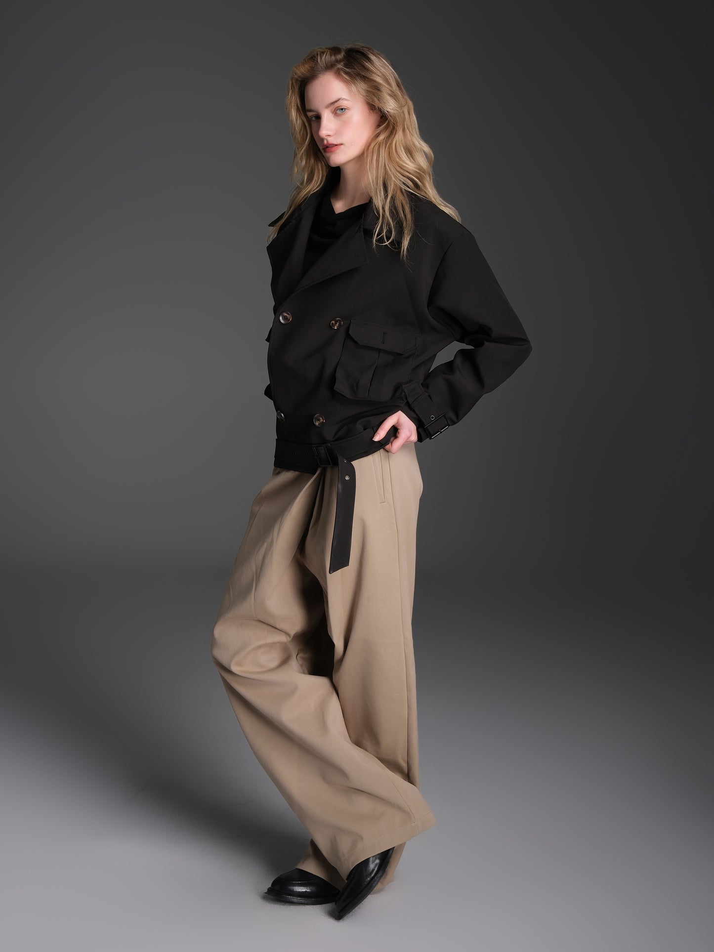 Short wide trench coat