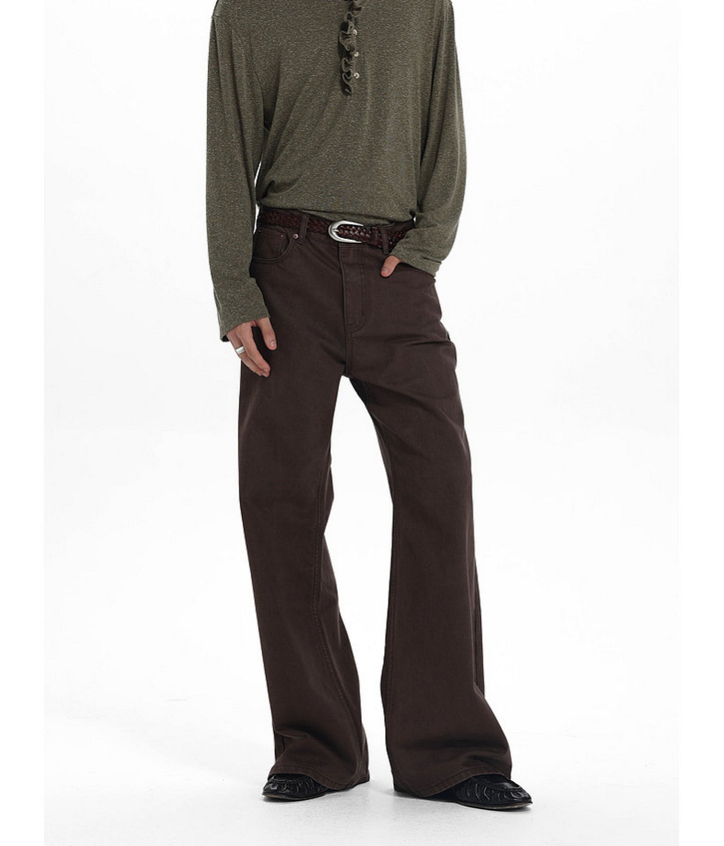 Low-Waist Straight-Leg Casual Pants