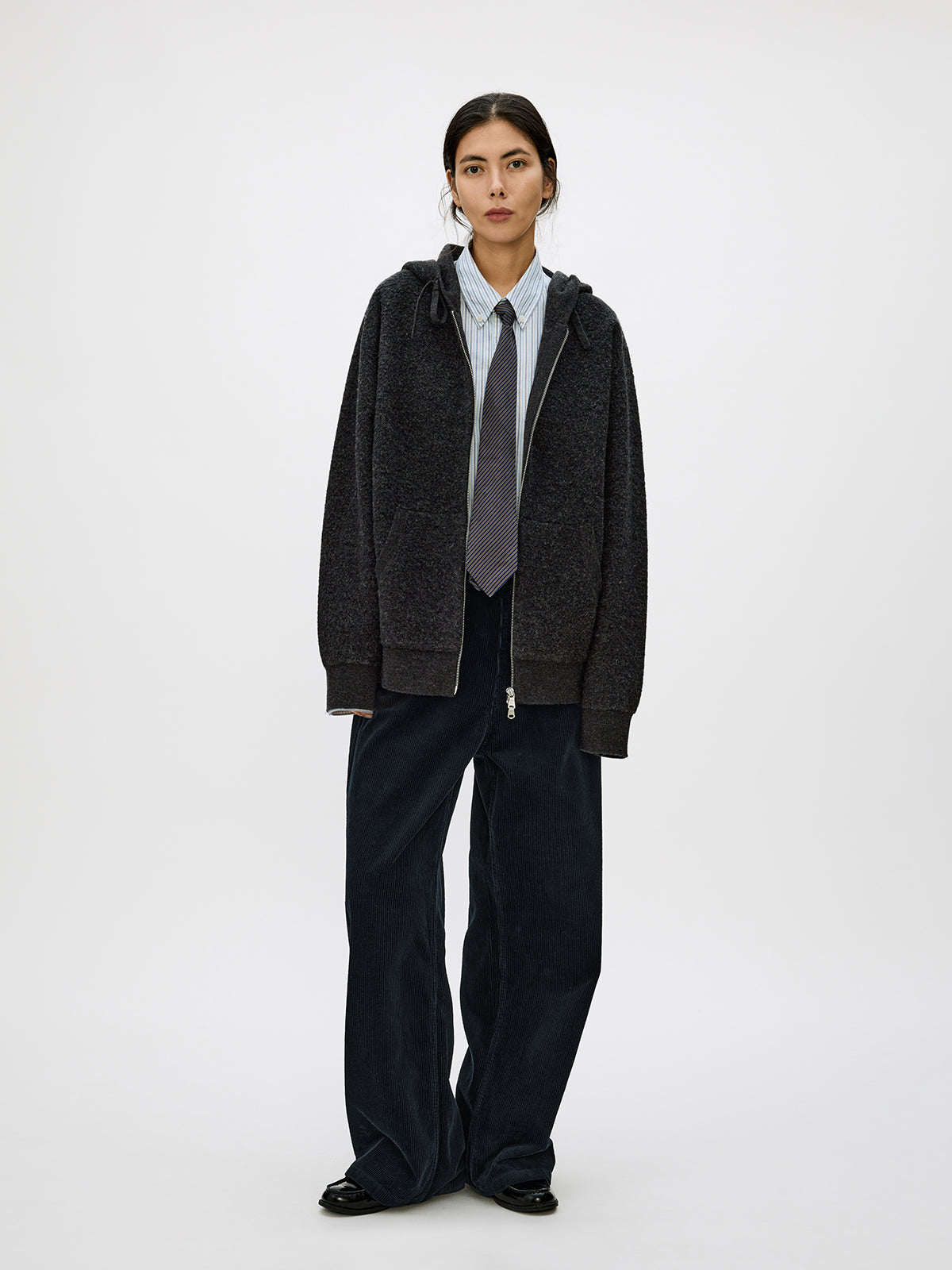 Zip-Up Hooded Cardigan