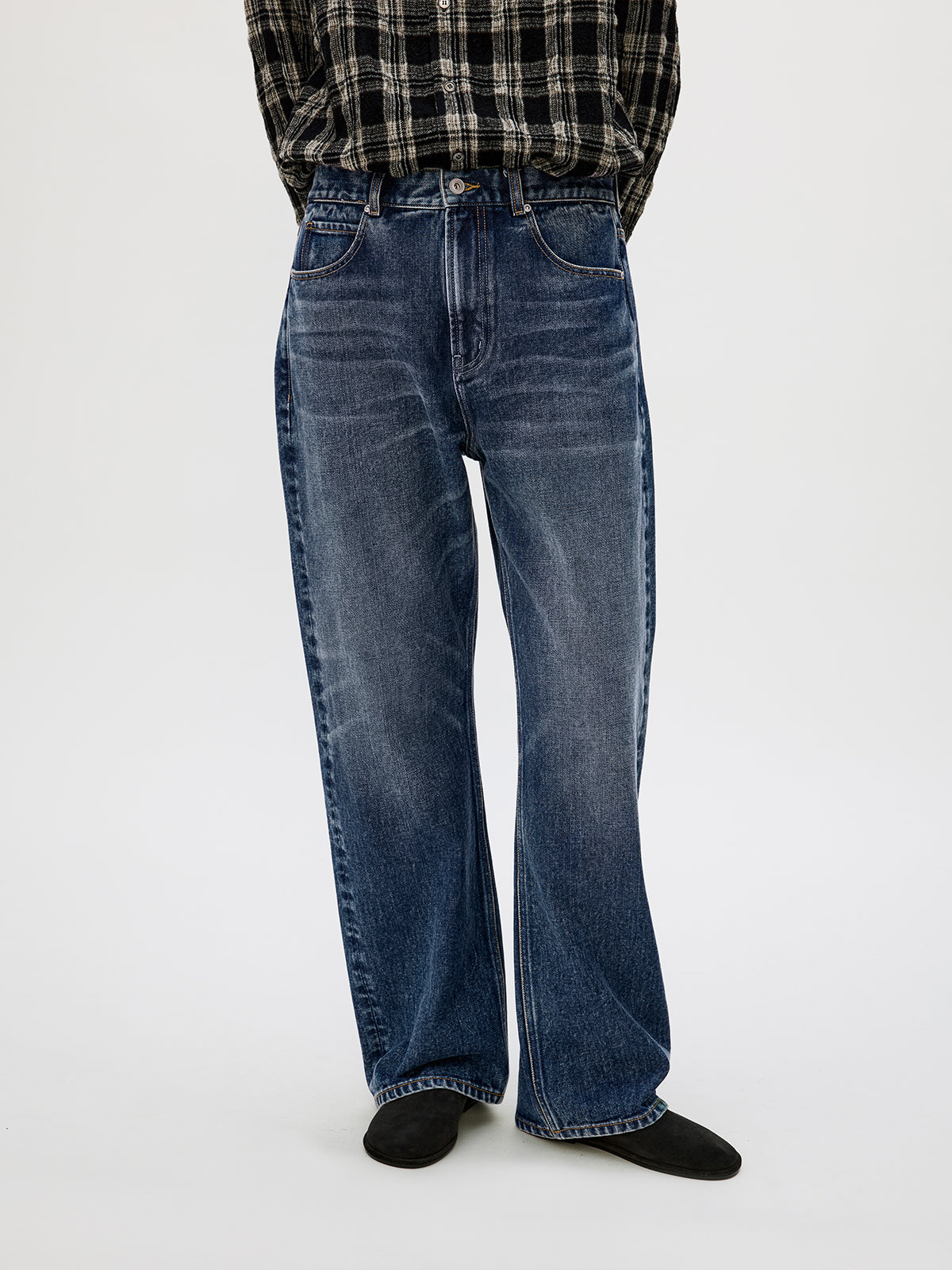 Cotton Twill Straight Leg Jeans