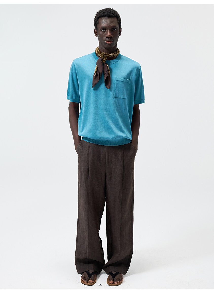 Pocket Crew-Neck Knit Shirt